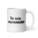 Taza blanca brillante YO SOY MAXMUND letras negras