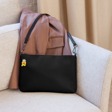 Bolso negro con correa y mini dibujo Lonchi