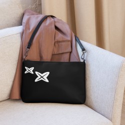 Bolso con correa negro con dos símbolos MAXMUND blancos