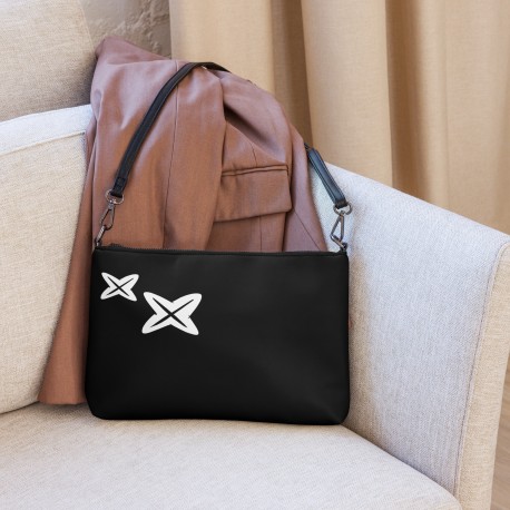 Bolso con correa negro con dos símbolos MAXMUND blancos