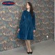 Vestido de terciopelo azul manga larga