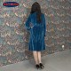Vestido de terciopelo azul manga larga