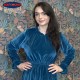 Vestido de terciopelo azul manga larga