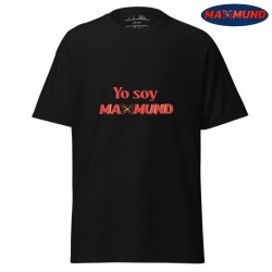 Camiseta negra unisex YO SOY MAXMUND letra roja