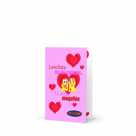 Tarjeta de felicitación vertical rosa LONCHAS DE QUESO San Valentín